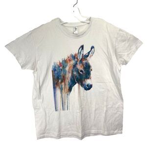 SOL’S Imperial Men's Sz M White T-Shirt Donkey Watercolor Print Cotton
